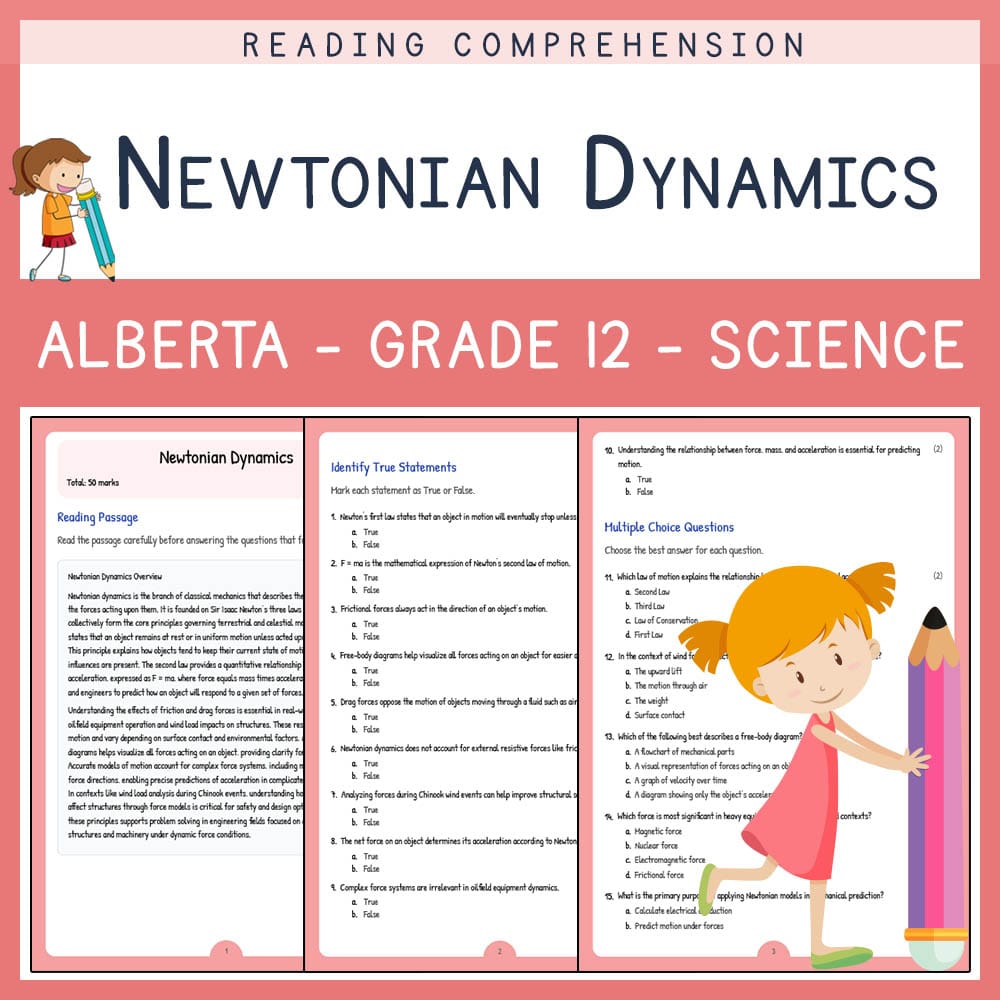 Grade 12 Science worksheet elena worksheet — Grade 12 Science | Newtonian Dynamics Worksheet | Alberta Standards — page 1