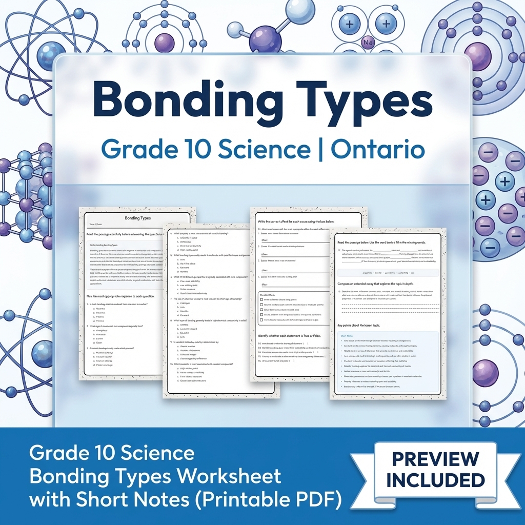 Grade 10 Science Lesson Group Bundle with Ontario Framework — included worksheet 1