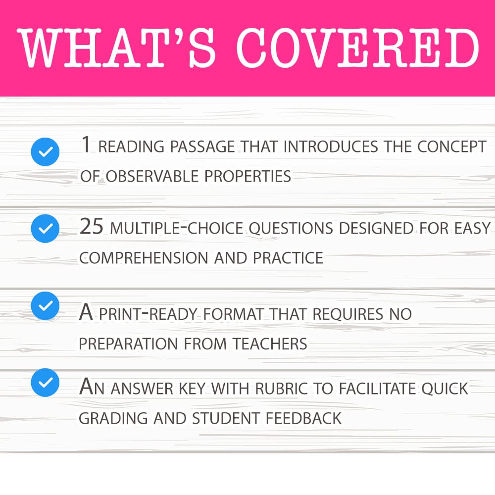 Grade 9 Science worksheet mcq paper worksheet — Grade 9 Science — Worksheet MCQ Paper for Mastering Observable Properties…