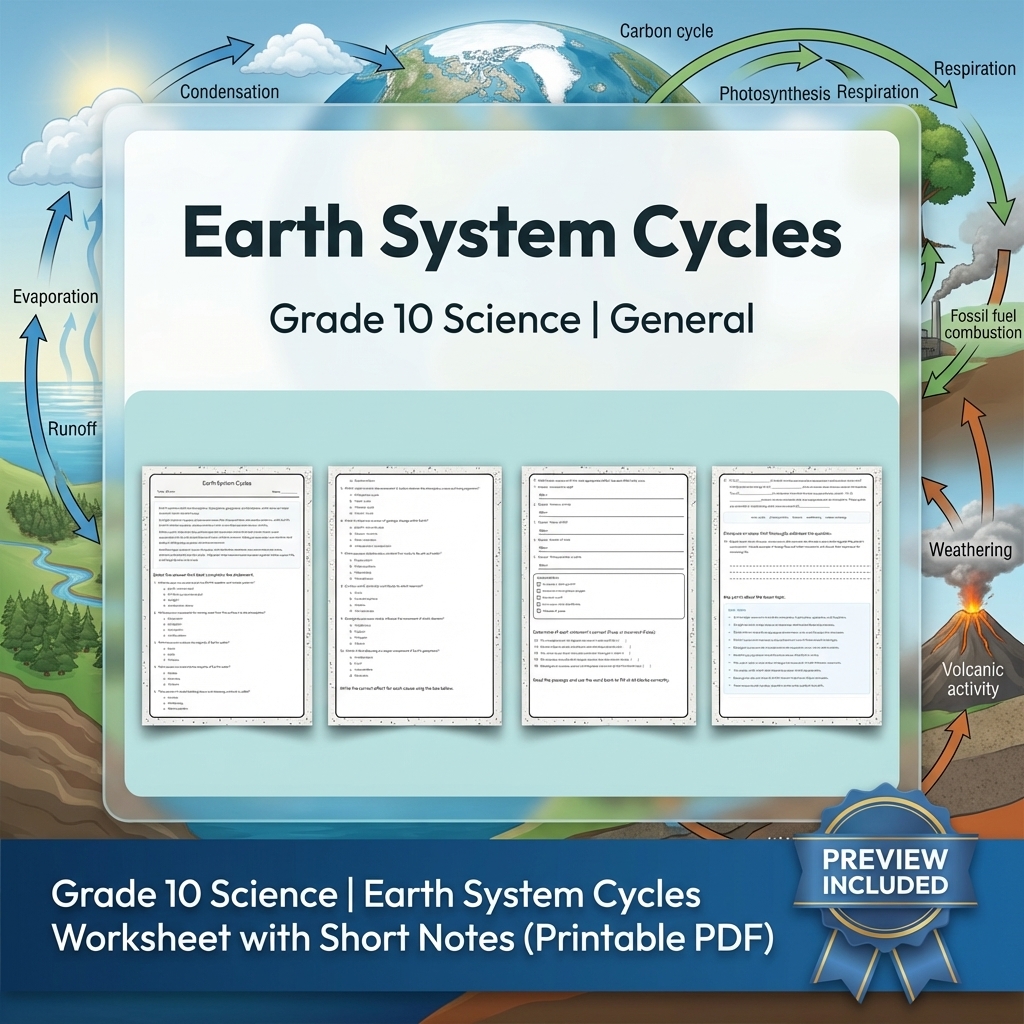 Grade 10 Science Modeling & Evidence Reasoning Full-Year Bundle | General — included worksheet 10