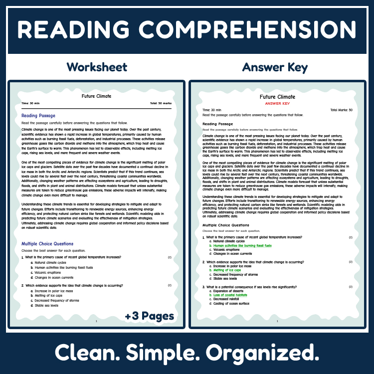 Science reading worksheets worksheet — 7th Grade Science | Future Climate Reading Worksheet — page 2