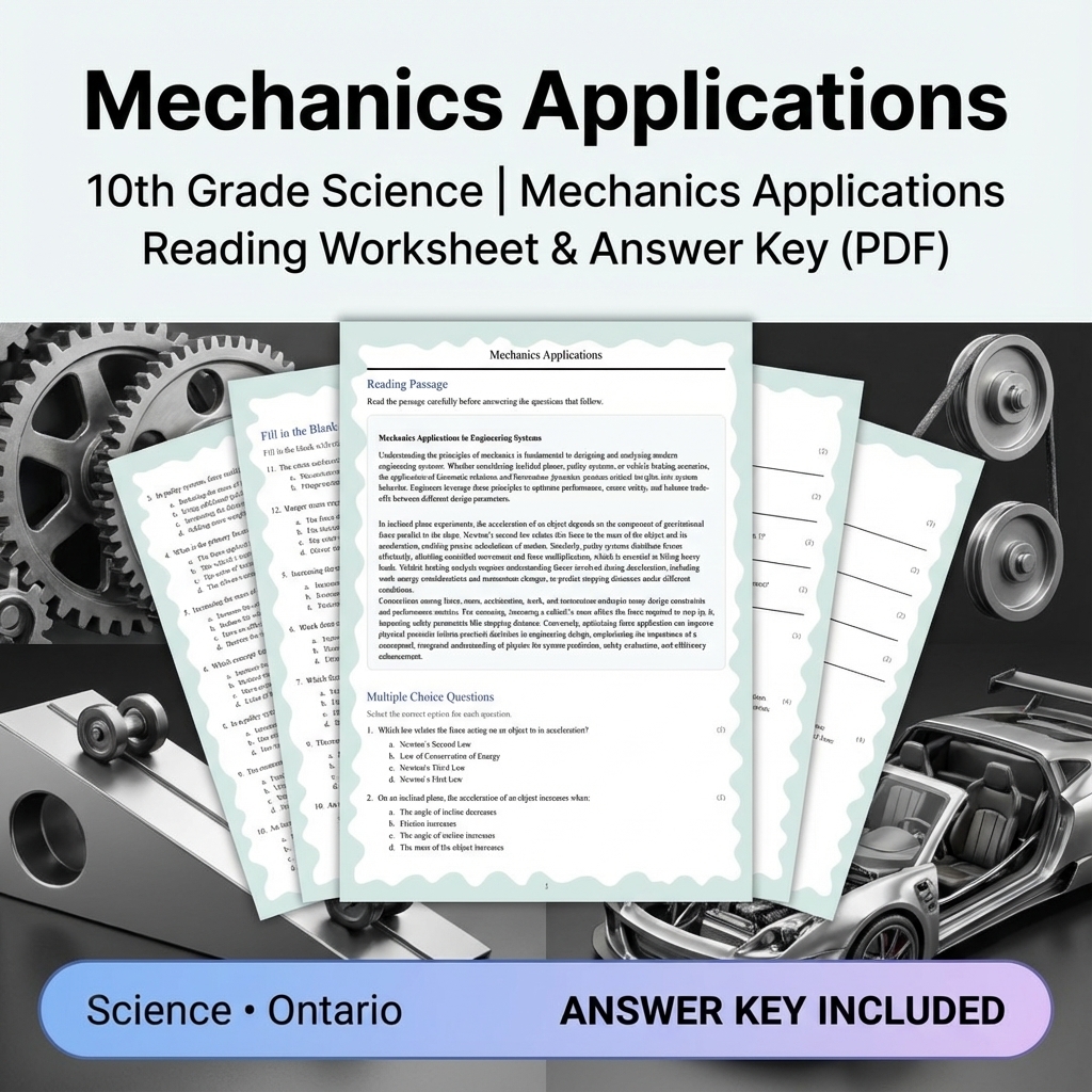Grade 10 Science Unit Bundle – Motion, Forces & Mechanics (Answer Keys Included) — included worksheet 3