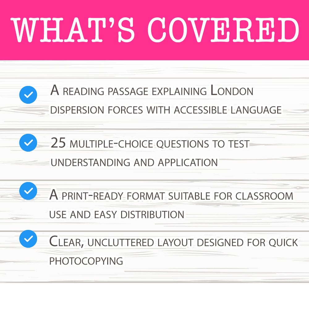Grade 11 Science worksheet mcq paper worksheet — Grade 11 Science — Worksheet MCQ Paper for Mastering Dispersion Forces —…