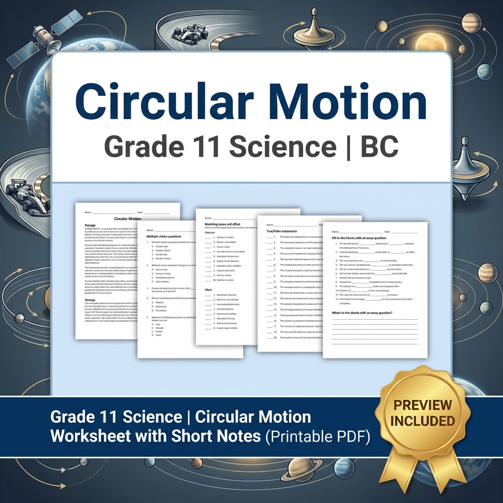 Grade 11 Science Lesson Bundle | Motion, Energy, and Forces Worksheets — included worksheet 3
