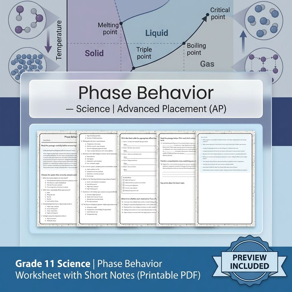 Grade 11 Science Worksheet Bundle Advanced Concepts & Scientific Reasoning (PDF) — included worksheet 18