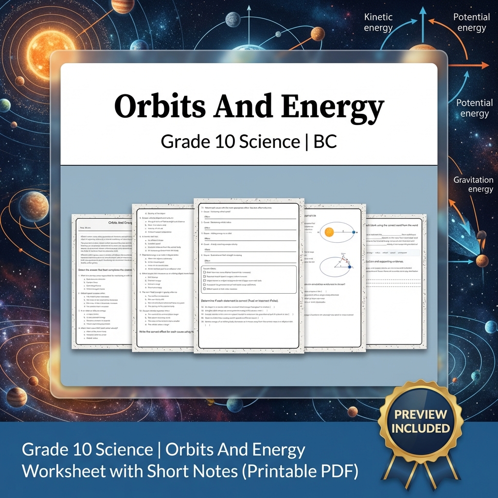 Grade 10 Science Bundle | Physics, Energy & Forces | Full Year Curriculum — included worksheet 20