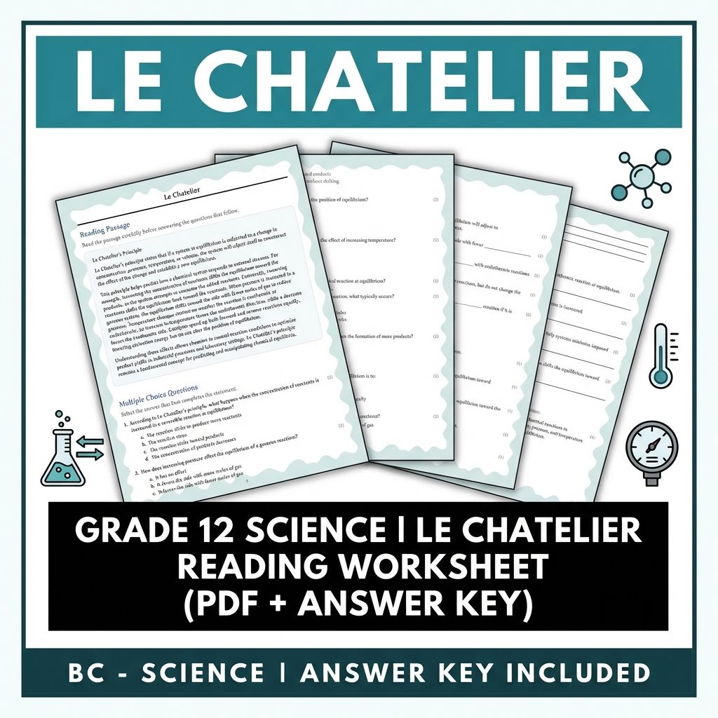 Grade 12 Science | Le Chatelier Reading Worksheet (PDF + Answer Key)