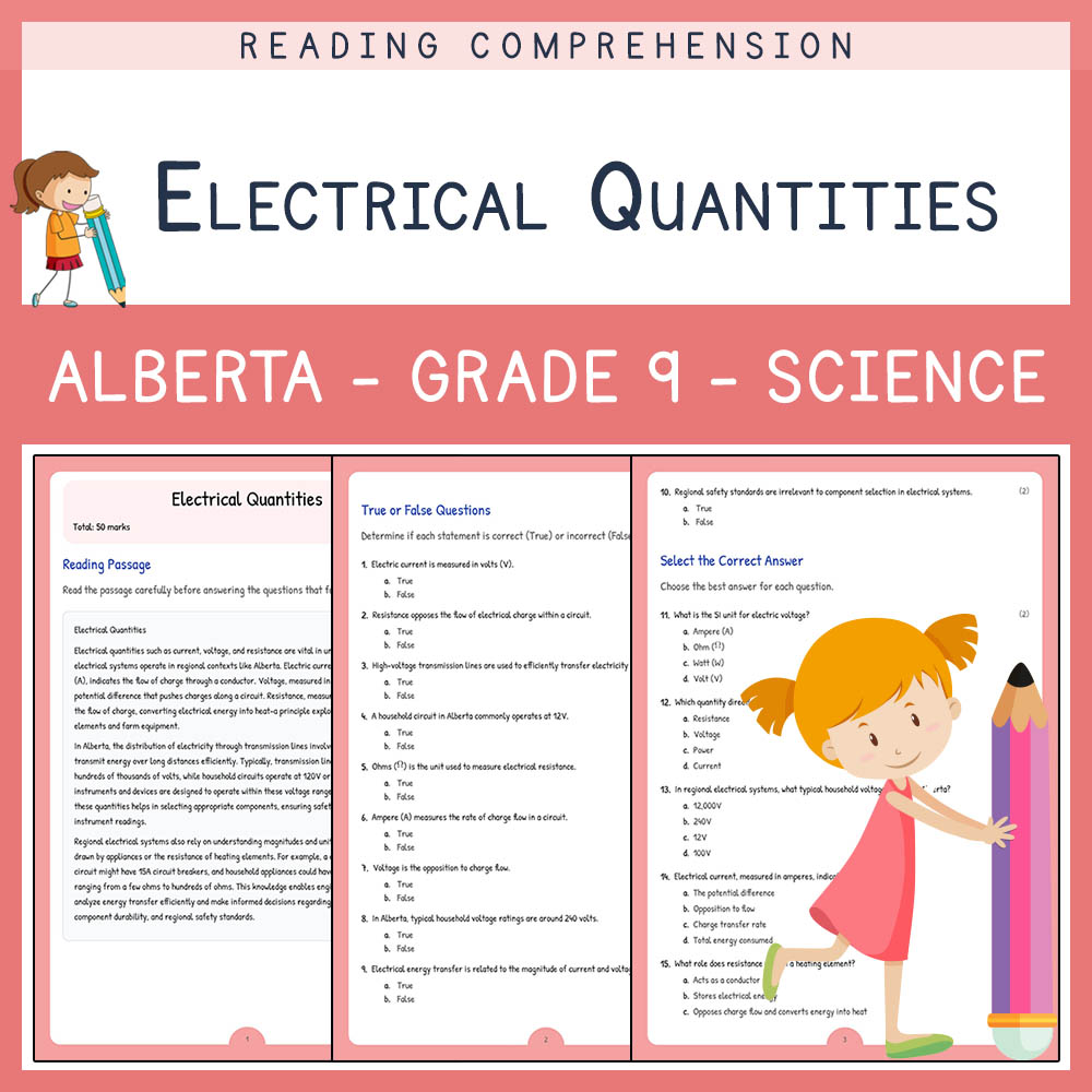 Grade 9 Science worksheet elena worksheet — Grade 9 Science | Electrical Quantities Worksheet | Alberta Aligned — page 1