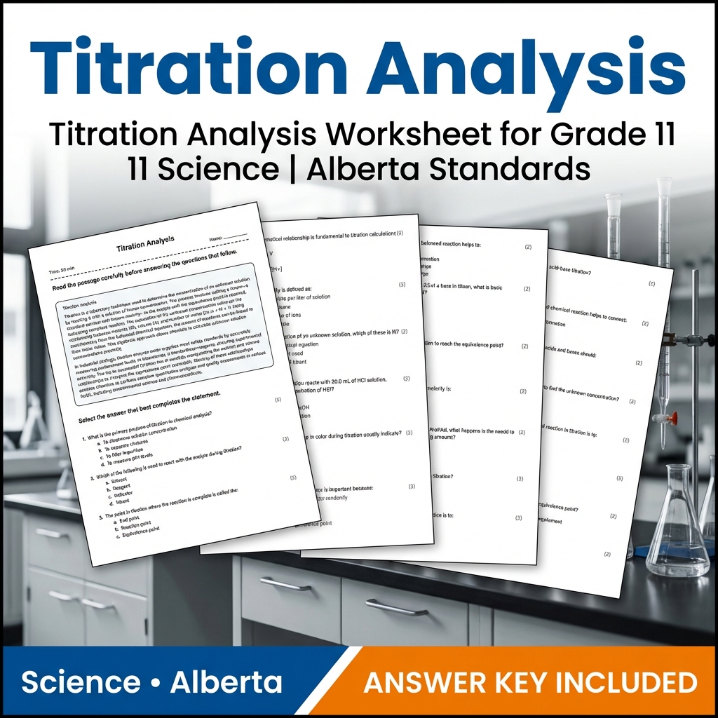 Titration Analysis Worksheet for Grade 11 Science | Alberta Standards