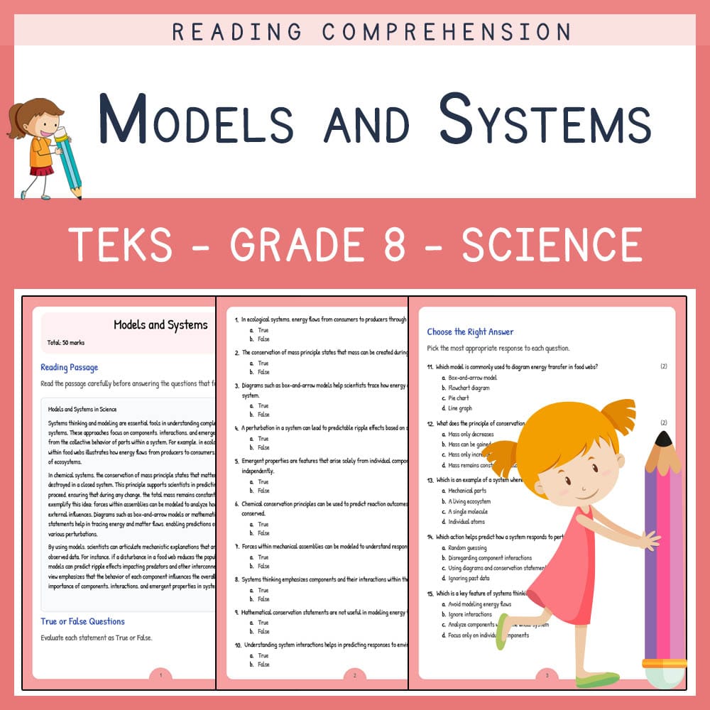 Grade 8 Science worksheet elena worksheet — Grade 8 Science | Models and Systems Worksheet | TEKS Aligned — page 1