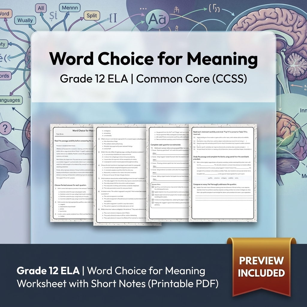 Grade 12 ELA Evidence-Based Reading & Writing Full-Year Bundle (CCSS) — included worksheet 20