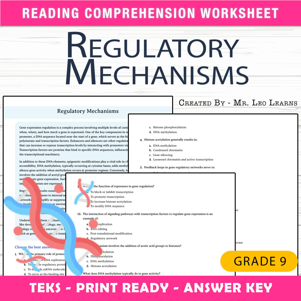 Grade 9 Science worksheet worksheet — Grade 9 Science – Regulatory Mechanisms Worksheet for Mastery — page 1