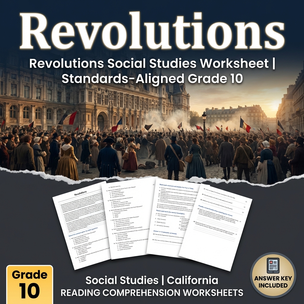 Revolutions Social Studies Worksheet | Standards-Aligned Grade 10