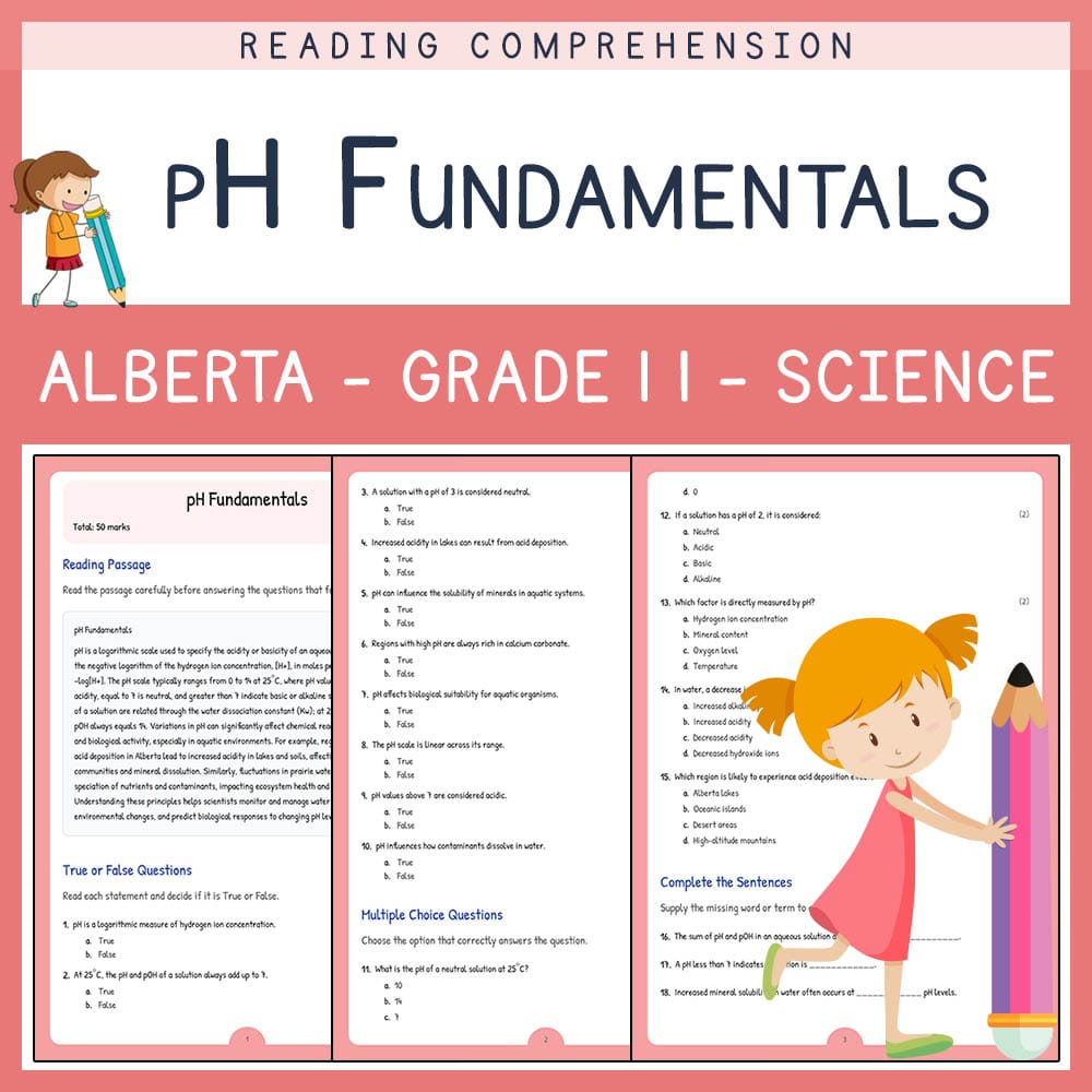 Grade 11 Science worksheet elena worksheet — Grade 11 Science | pH Fundamentals Worksheet Elena | Alberta Standards — page 1