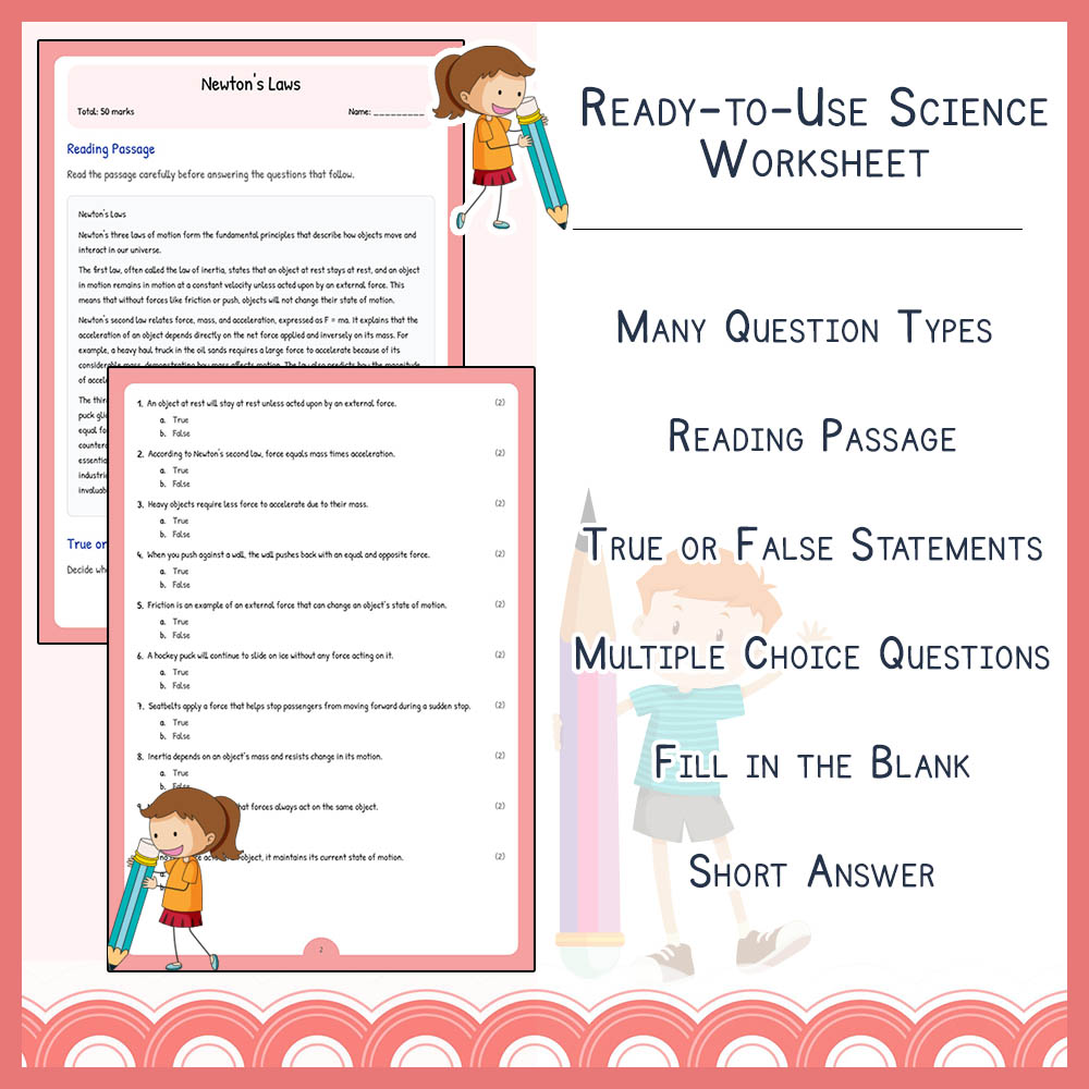 Grade 8 Science worksheet elena worksheet — Grade 8 Science | Newton's Laws Worksheet | Alberta Standard — page 2