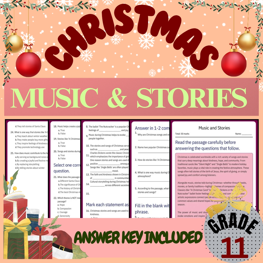 Grade 11 Seasonal Cultural & Traditions Unit Bundle(Worksheet Pack +Answer Keys) — included worksheet 2