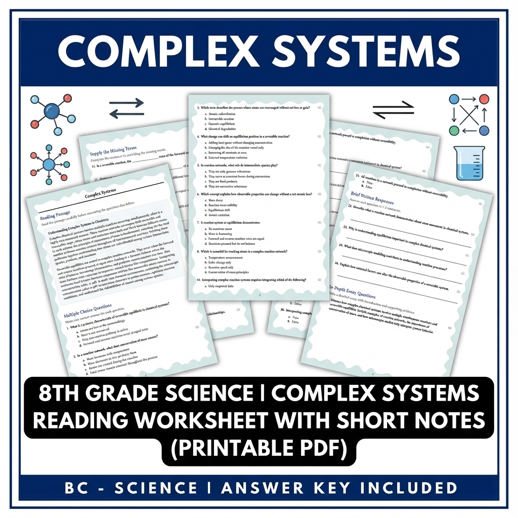 8th Grade Science | Complex Systems Reading Worksheet & Answer Key (PDF)