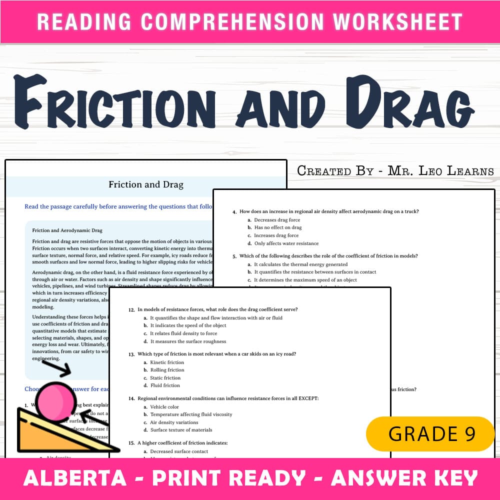 Grade 9 Science worksheet mcq paper worksheet — Grade 9 Science — Worksheet MCQ Paper for Mastering Friction and Drag — pa…
