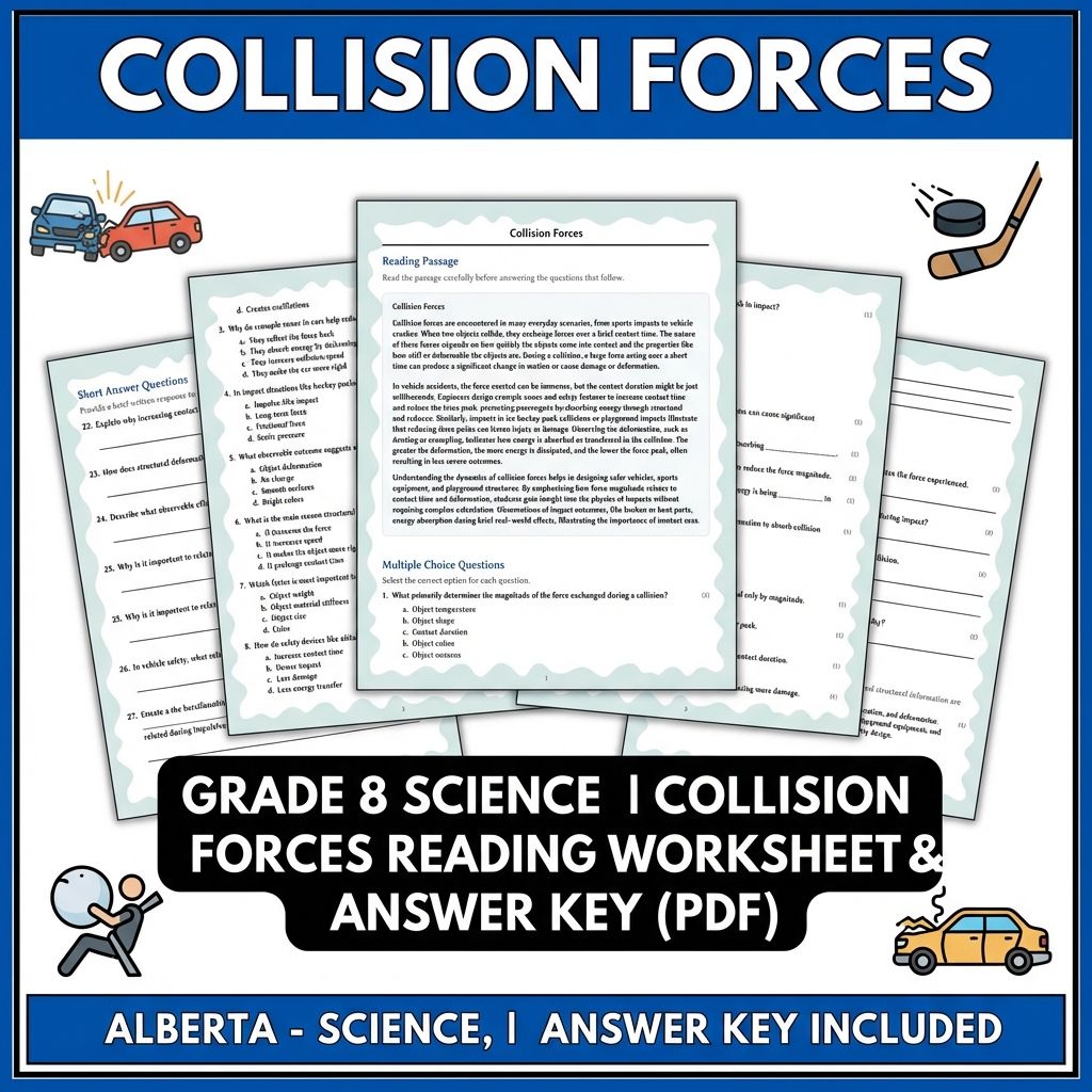 Grade 8 Science Bundle – Forces, Motion & Energy Worksheets (PDF & Answer Key) — included worksheet 3