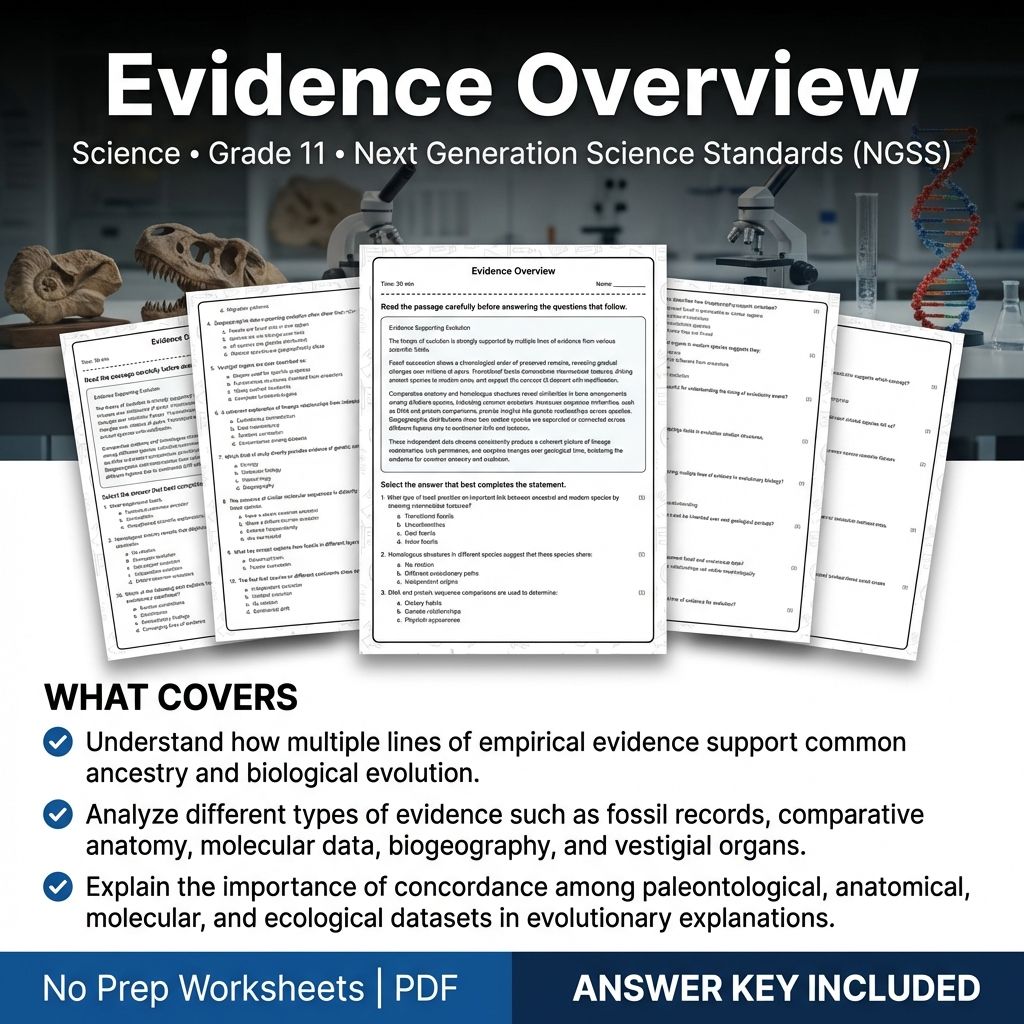 Grade 11 Science | Biological Evolution & Population Genetics Worksheet Bundle — included worksheet 1