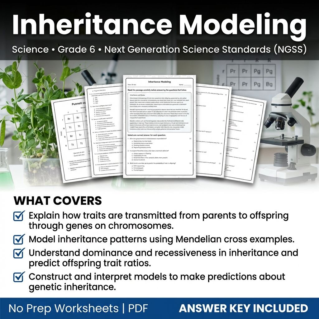 Grade 6 Science | Inheritance Modeling Worksheet & Answer Key (Printable PDF)