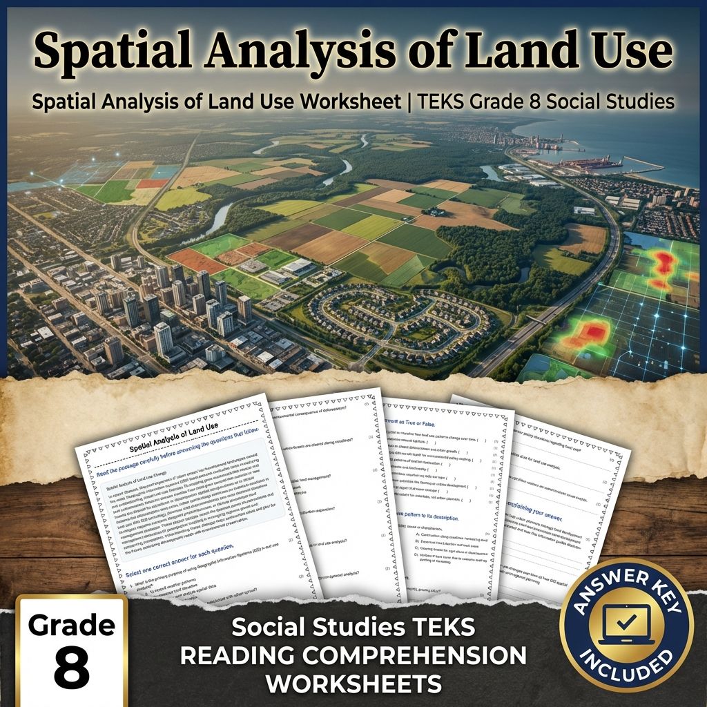 Spatial Analysis of Land Use Worksheet | TEKS Grade 8 Social Studies