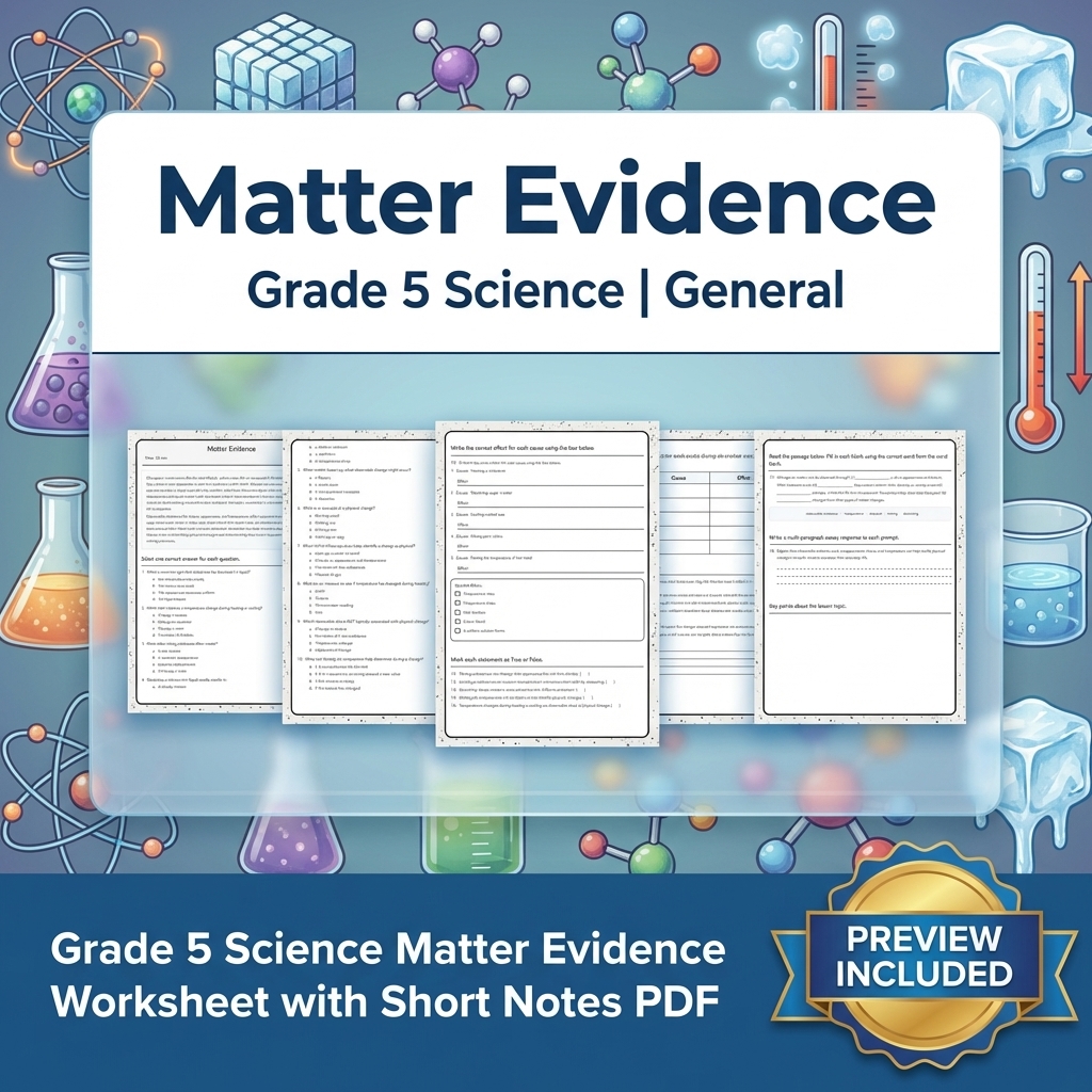 Grade 5 Science Lesson Bundle | Energy, Matter, Motion, and Electricity — included worksheet 4