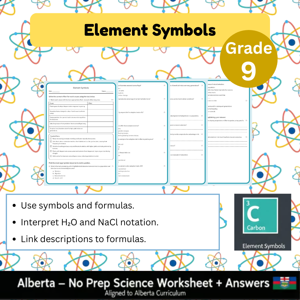 Grade 9 Science Worksheet Bundle | Genetics, Chemistry & Physics Concepts — included worksheet 14