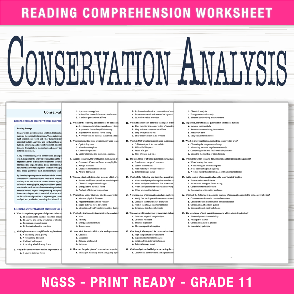 Grade 11 Science worksheet worksheet — Grade 11 Science – Conservation Analysis Worksheet (PDF + Answer Key) — page 1