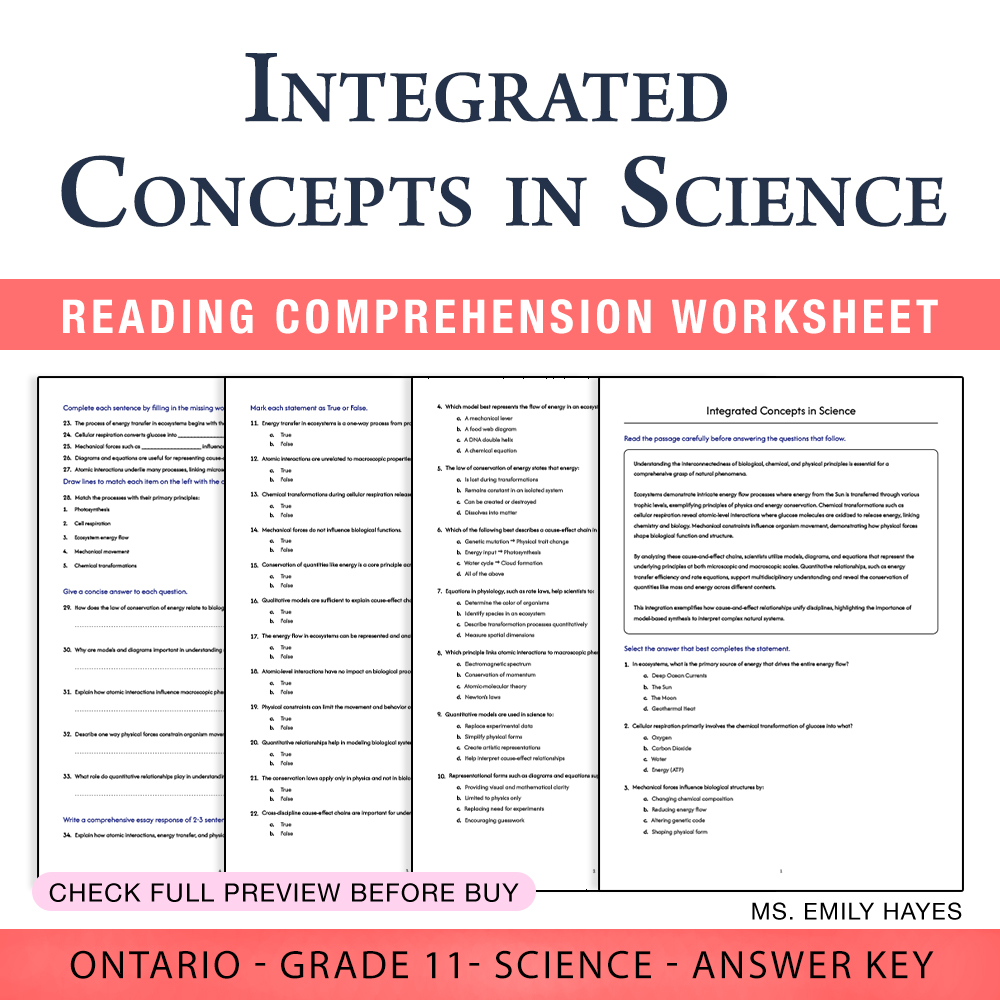 Grade 11 Science worksheet worksheet — 11th Grade Science | Integrated Concepts in Science Worksheet (PDF + Answer Key) —…
