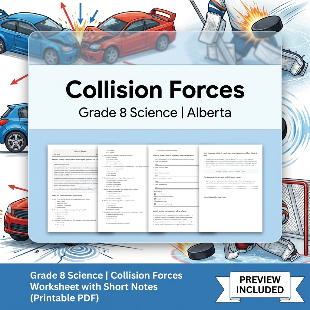 Grade 8 Science Forces & Motion UNIT Bundle – Alberta Curriculum  — included worksheet 9