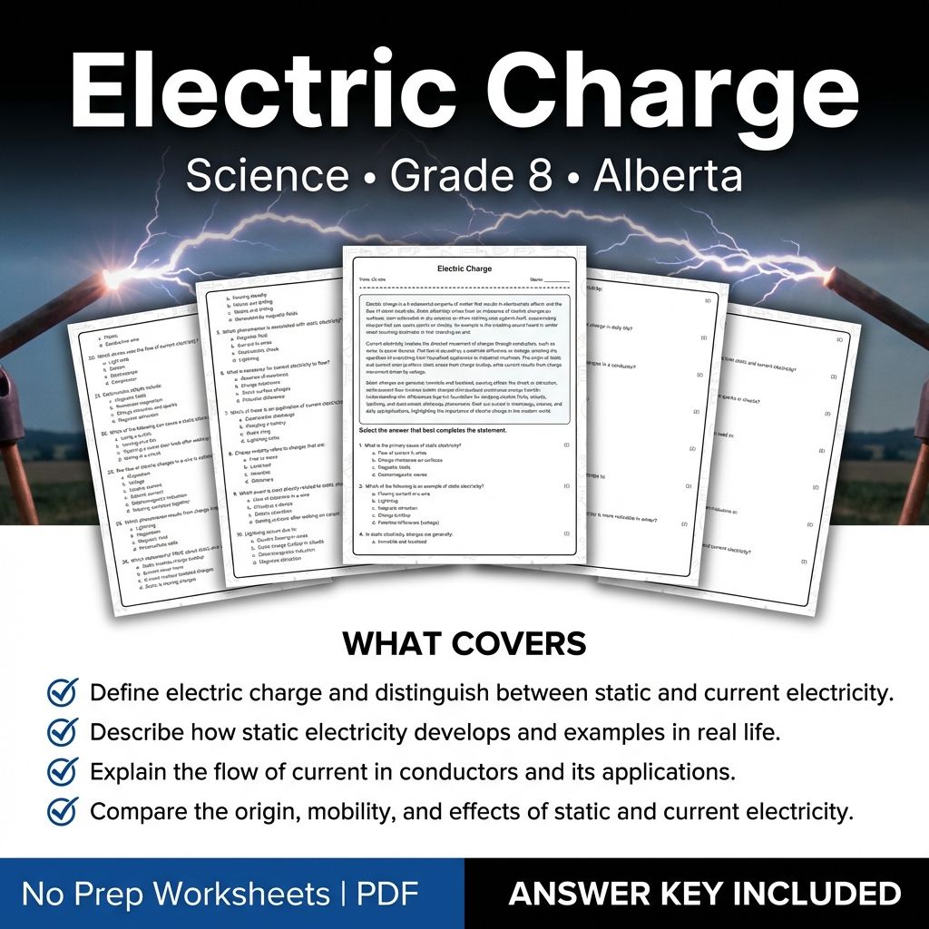Electric Charge Worksheet for Grade 8 Science | Alberta Standards