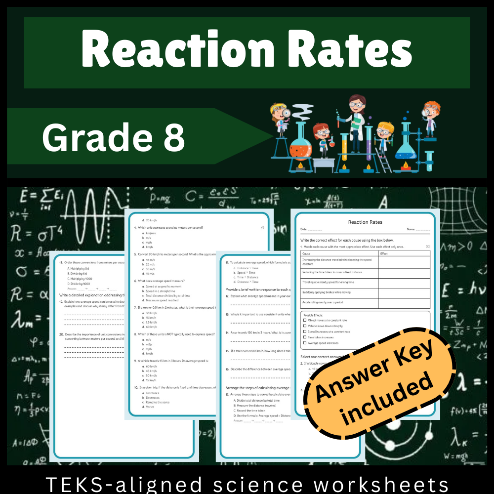 Grade 8 Science Worksheet Bundle | Ecosystems, Matter, Motion & More (TEKS Aligned) — included worksheet 18