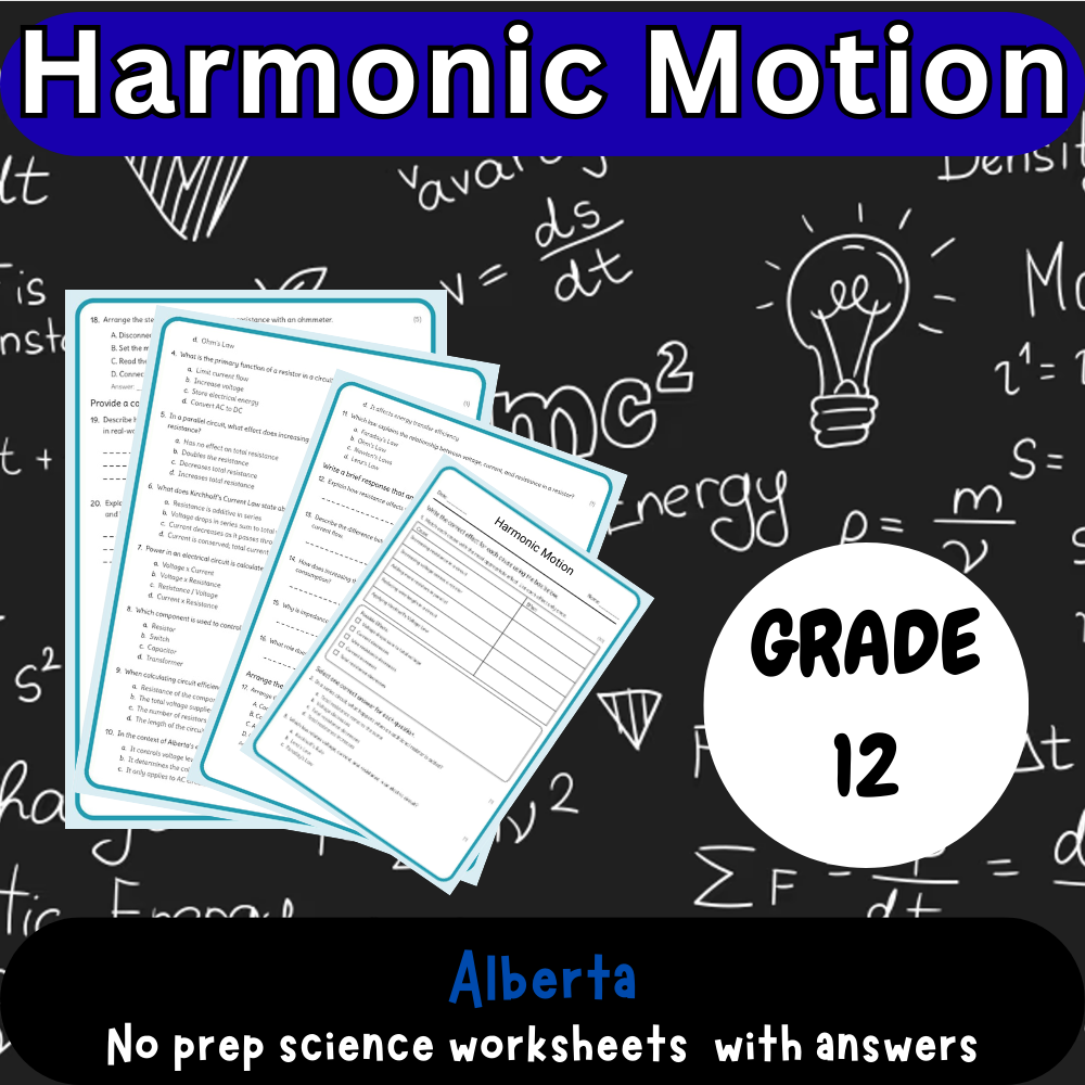 Grade 12 Science science 1 worksheet — Grade 12 Science | Harmonic Motion Worksheet (PDF) – Alberta Standards