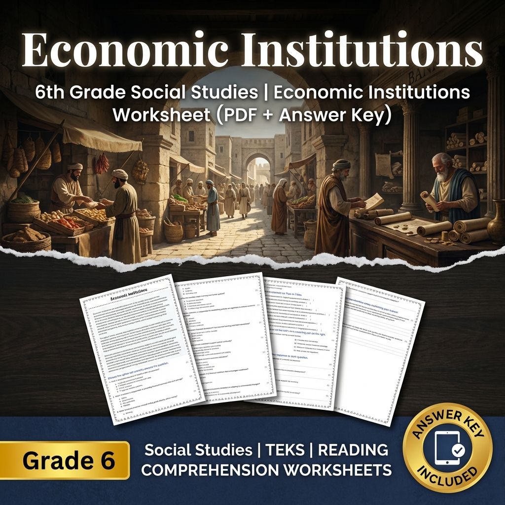 6th Grade Social Studies | Economic Institutions Worksheet (PDF + Answer Key)