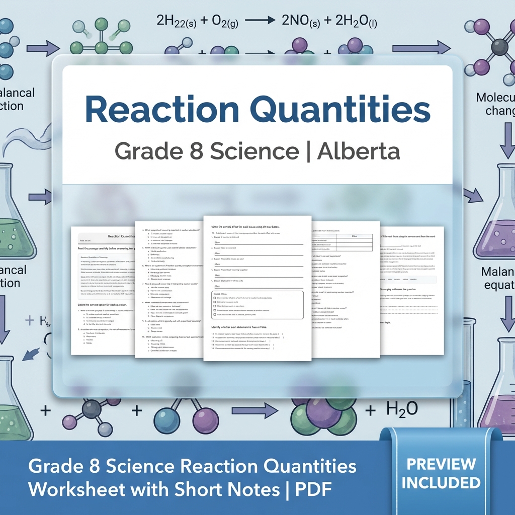 Grade 8 Science Unit | Matter & Chemical Change Worksheets Pack  — included worksheet 4