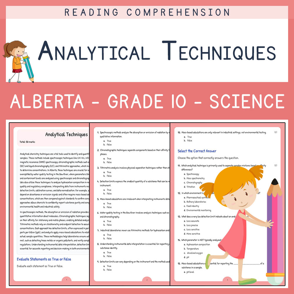 Grade 10 Science worksheet elena worksheet — Grade 10 Science | Analytical Techniques Worksheet | Alberta — page 1