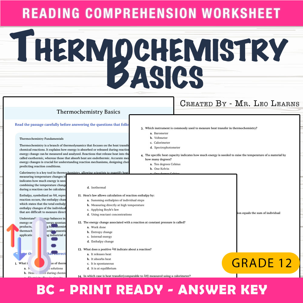 Grade 12 Science worksheet mcq paper worksheet — Grade 12 Science — Worksheet MCQ Paper for Mastering Thermochemistry — pa…