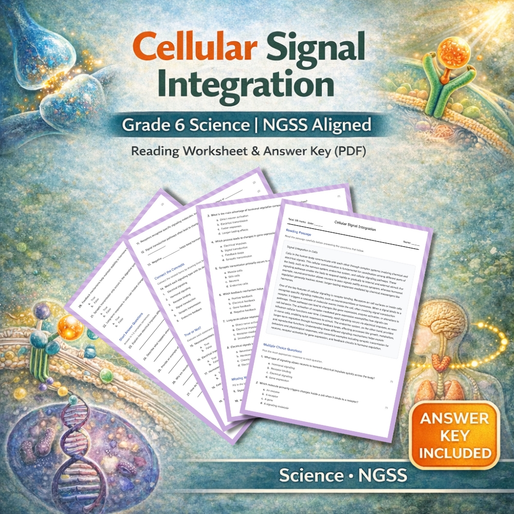 6th Grade Science | Cellular Signal Integration | Worksheet & Answer Key - NGSS