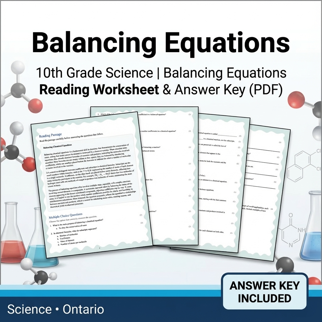 Grade 10 Science Unit Bundle | Chemistry, Atomic Structure & Reactions — included worksheet 2