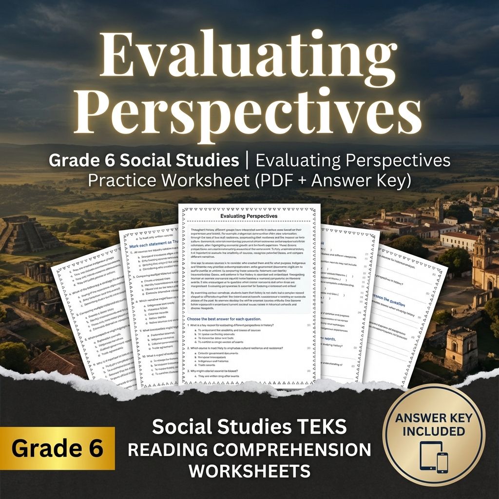 Grade 6 Social Studies | Evaluating Perspectives Practice (PDF + Answer Key)