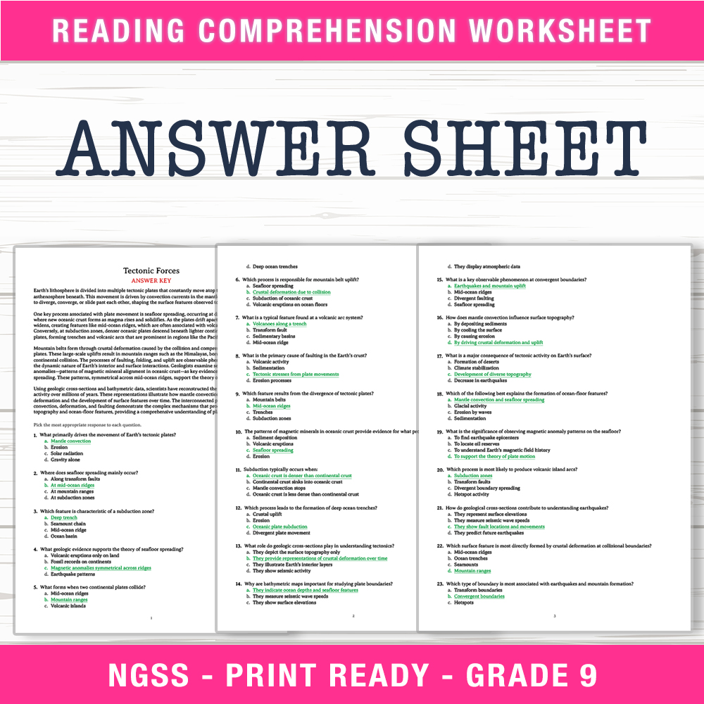 Grade 9 Science worksheet worksheet — Grade 9 Science – Tectonic Forces Worksheet (PDF + Answer Key) — page 2
