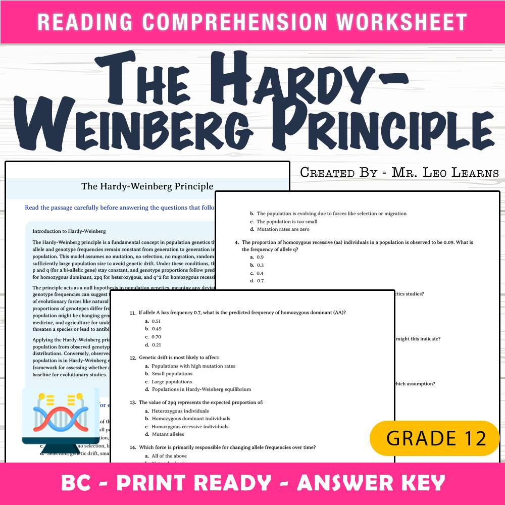 Grade 12 Science worksheet mcq paper worksheet — Grade 12 Science — Worksheet MCQ Paper for Mastering Hardy-Weinberg — page 1