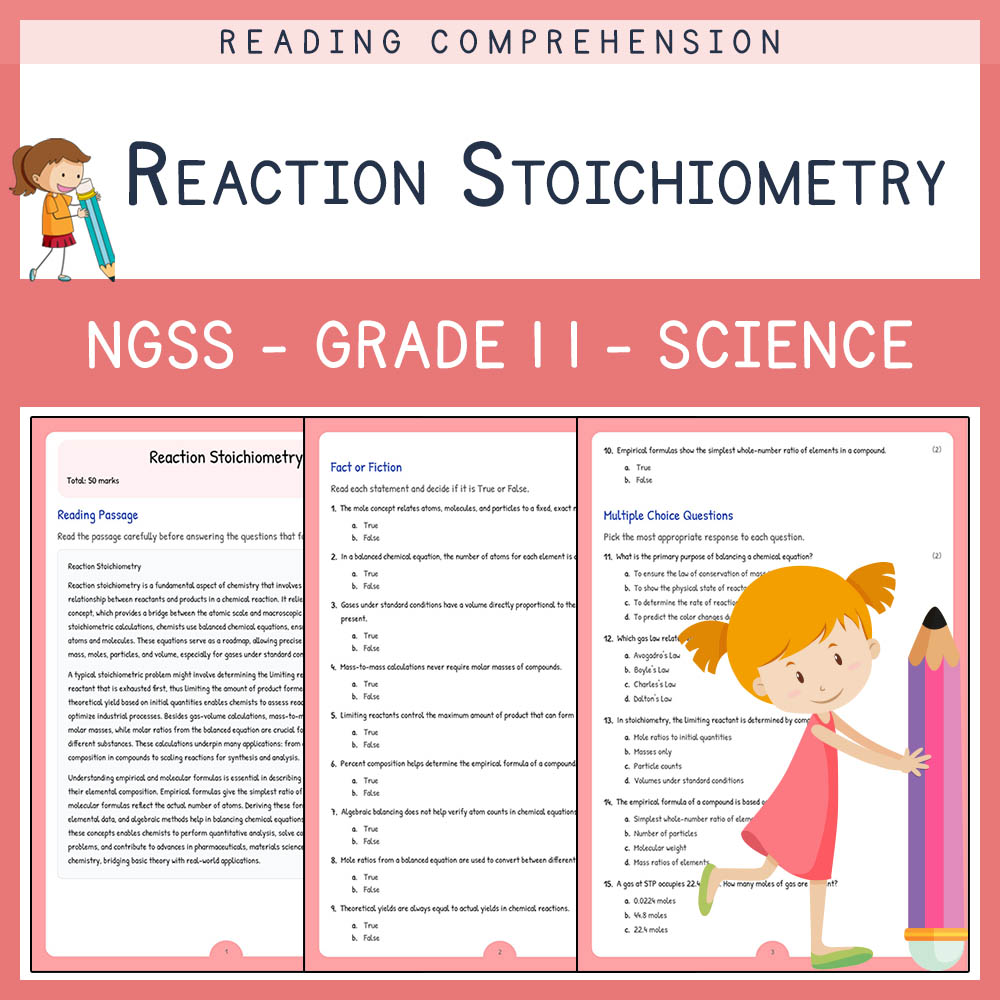 Grade 11 Science worksheet worksheet — Grade  11 Science | Reaction Stoichiometry Worksheet & Answer Key (PDF) — page 1