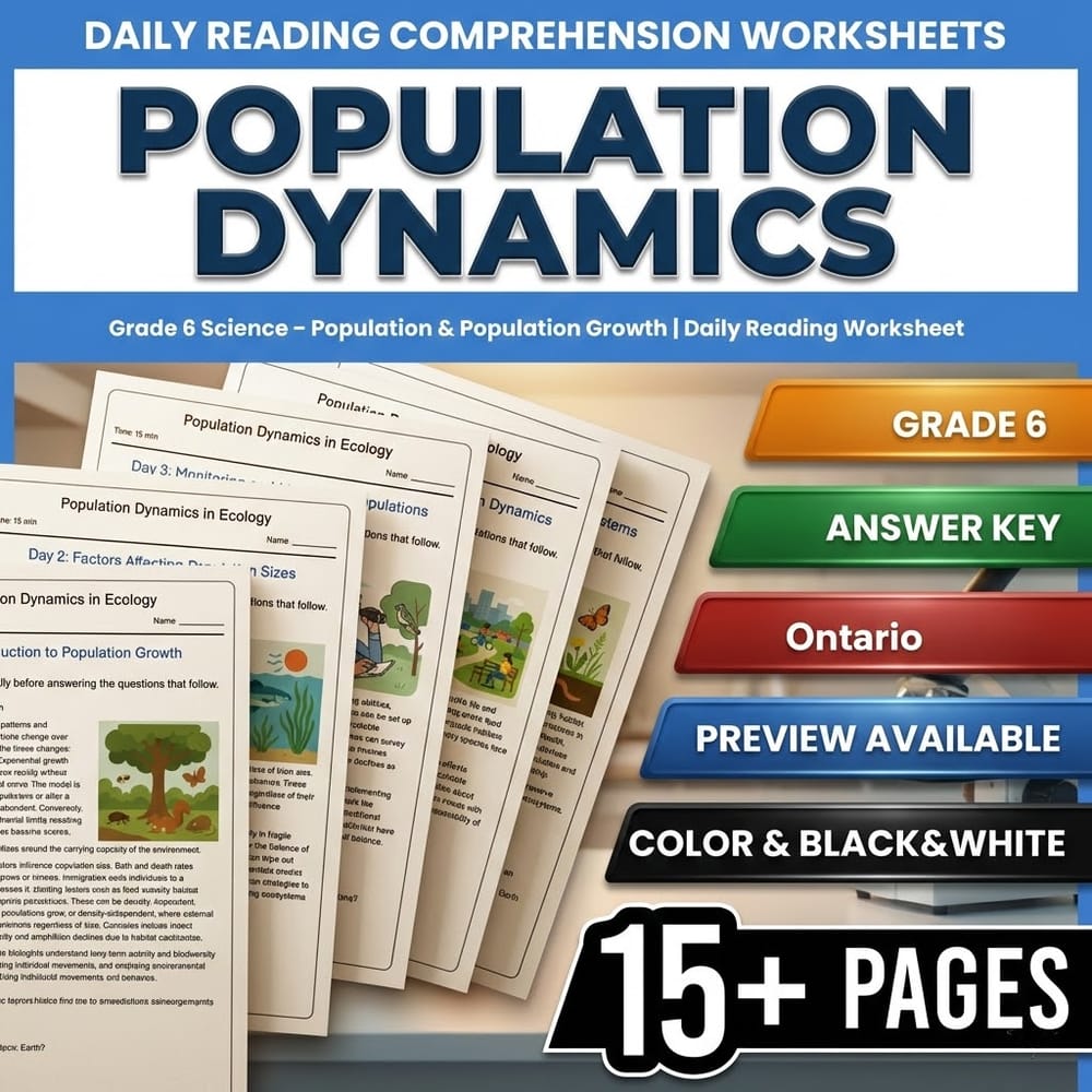 Grade 6 Science Full Year Bundle – Ontario Daily Reading Worksheets — included worksheet 15