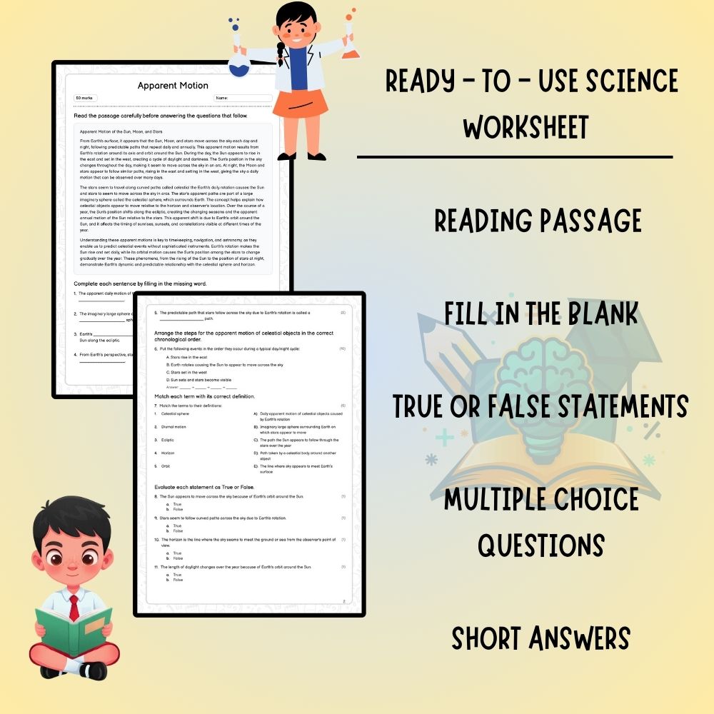 Grade 6 Science worksheet worksheet — 6th Grade Science | Apparent Motion Worksheet (PDF ) – Ontario Standards — page 2