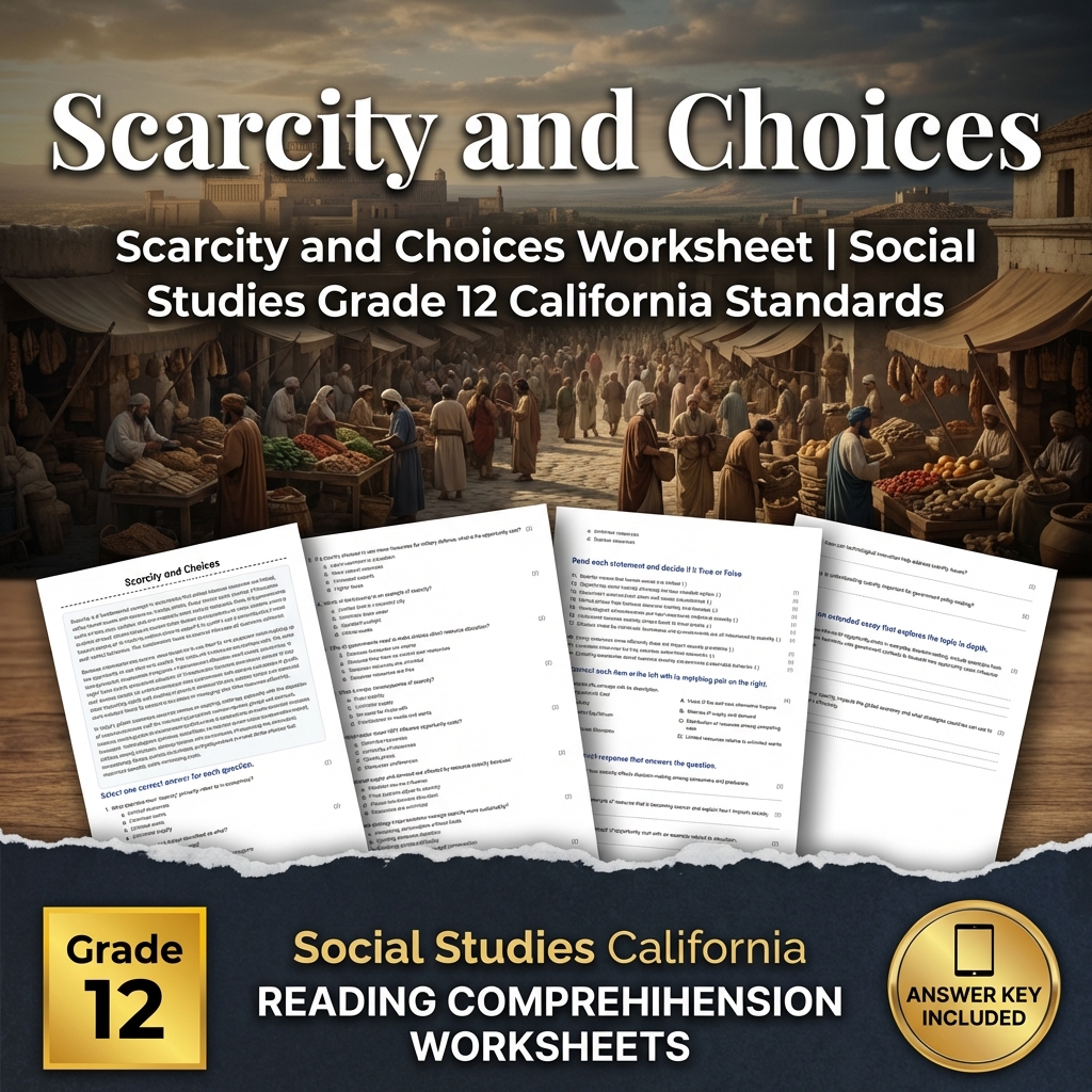 Scarcity and Choices Worksheet | Social Studies Grade 12 California Standards