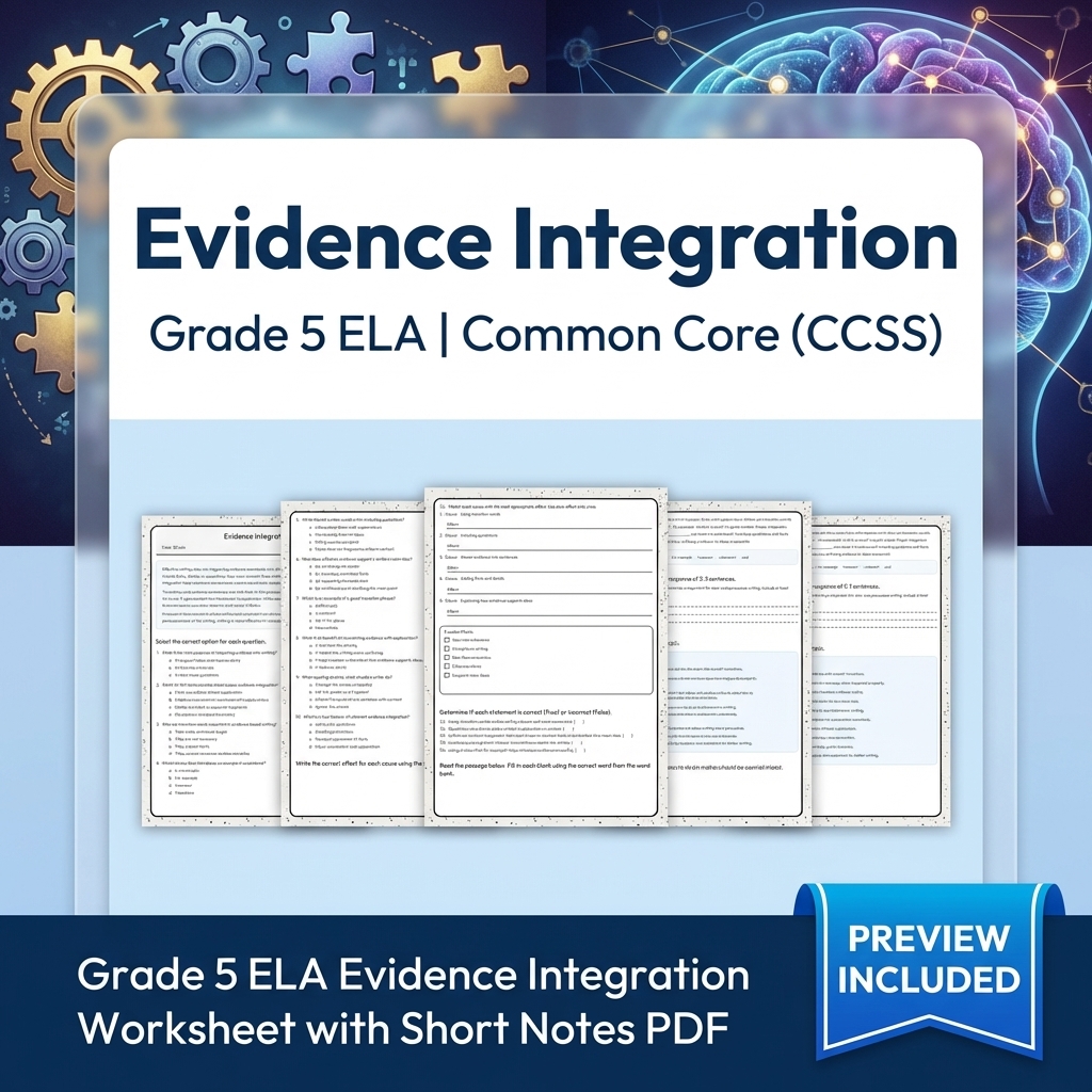 Grade 5 Text Evidence, Writing, and Language ELA Full-Year Bundle — included worksheet 15