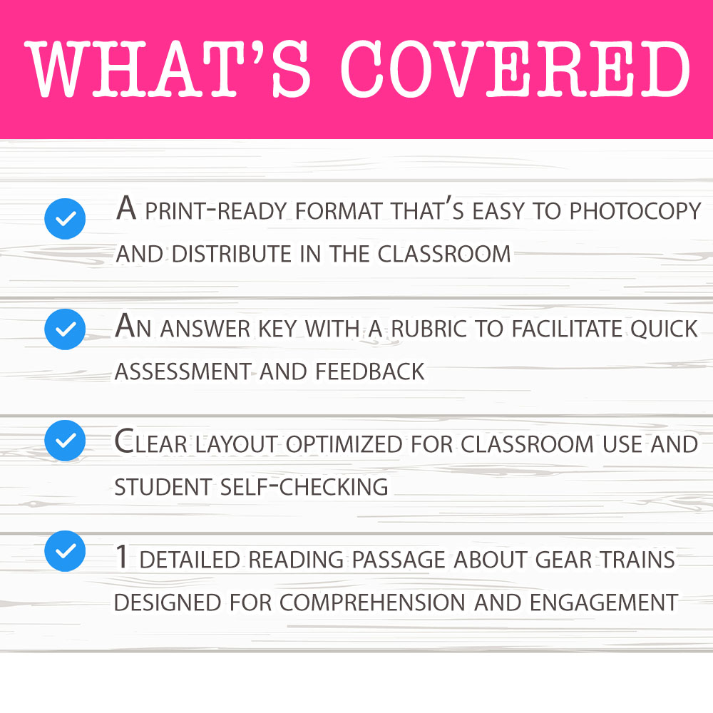 Grade 8 Science worksheet worksheet — Grade 8 Science — Gear Trains Worksheet for Understanding Mechanical Transmission —…