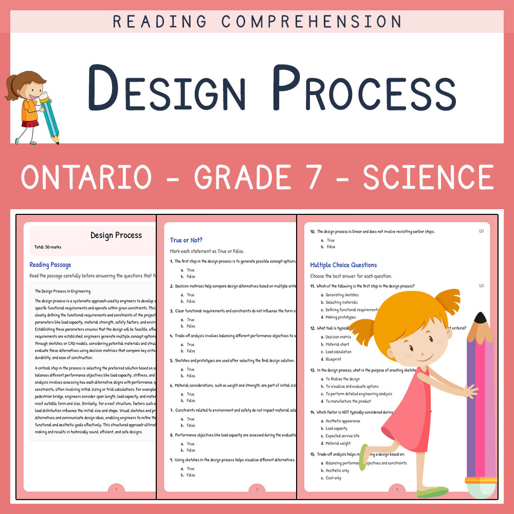 Grade 7 Science worksheet worksheet — Grade 7 Science | Design Process Worksheet & Answer Key (PDF) Ontario Standards — pa…